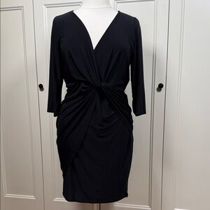 Libian Black Long Sleeve Twist Dress